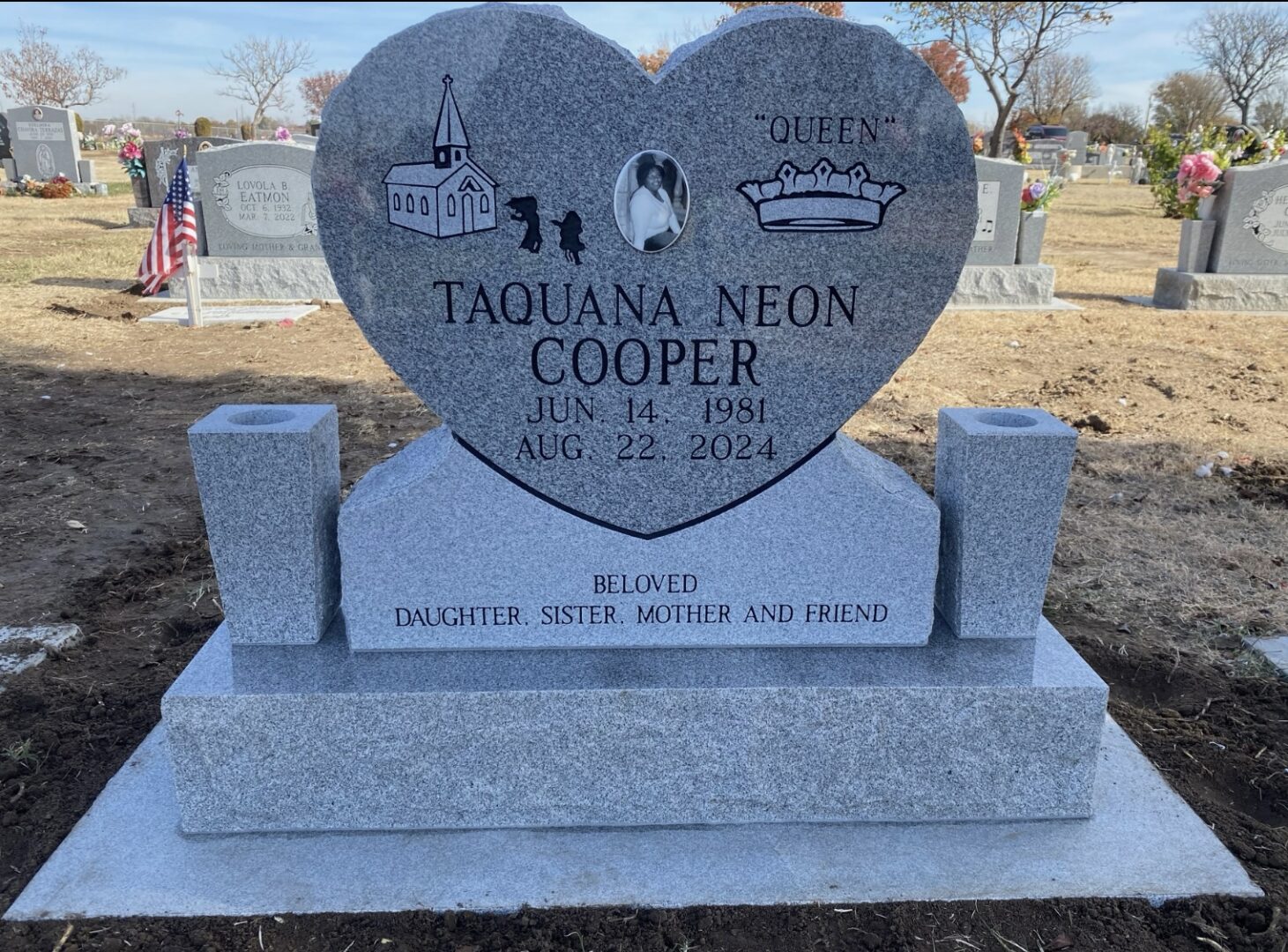 Gray headstone in a cemetery